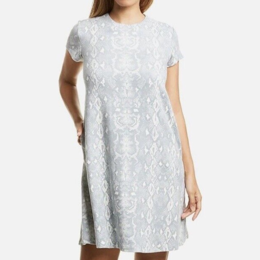 J. McLaughlin Naja Grey Snake Print Ultra Suede Shift Dress M Mini